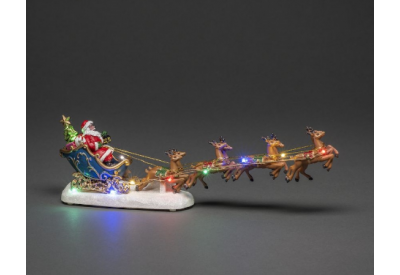 Konstsmide Fibre Optic Santa Sledge (Battery Operated, Multi Colour LED)